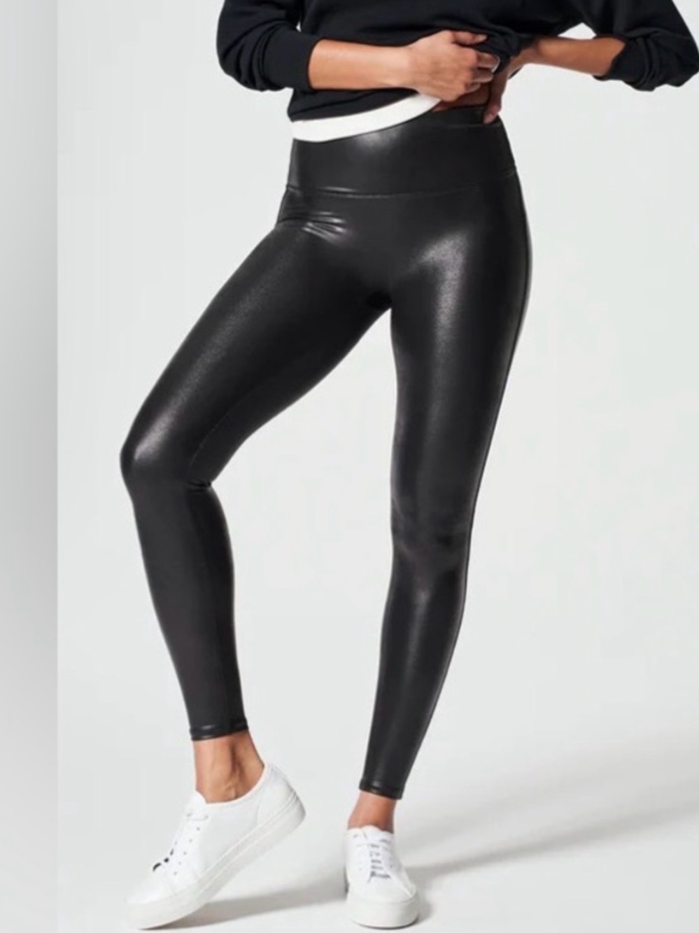 SPANXshape Faux Leather Leggings in sleek black